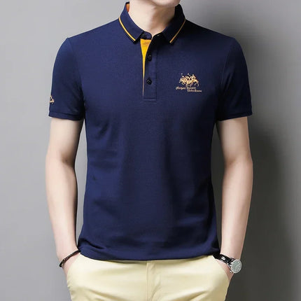 Men's Embroidered Short Sleeve Polo Shirt Casual Fashion Comfortable Summer Top