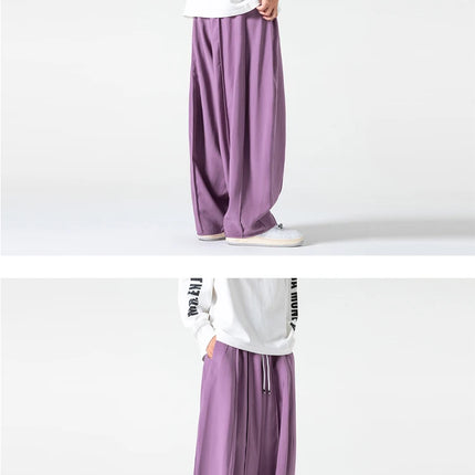 Pantaloni a Gamba Dritta da Uomo, Casual e alla Moda, con Vita Alta Elasticizzata, Stile Harajuku, Larghi, Streetwear, Taglie Fino a 5XL