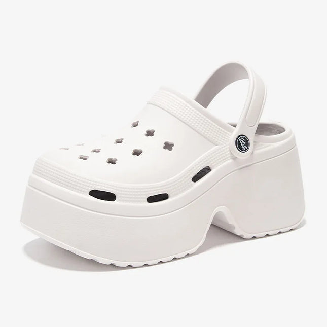 Women's High Heel Sandals 9CM, New Summer Slippers 2024, Beach and Garden Shoes with Soft Sole, Waterproof, Perforated Outdoor Women's Shoes