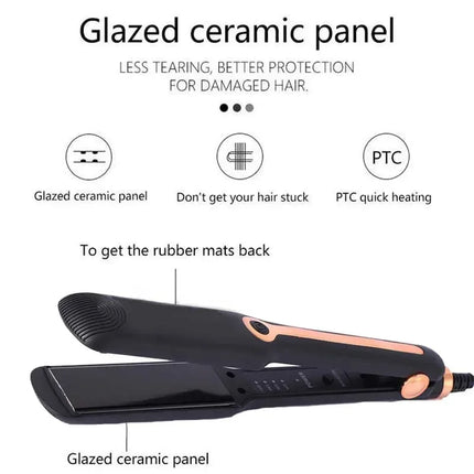 Tinsol 2-in-1 Hair Straightener Curling Iron Ceramic Plate Negative Ion Wide Plate Temperature Adjustable Hair Straightener