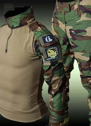 Woodland Tactical Unifirm Mens Sets Outdoor Hunting Training Suits Combat Shirts Ripstop Pants Workwear Clothes Wear-resisting PlatiNum