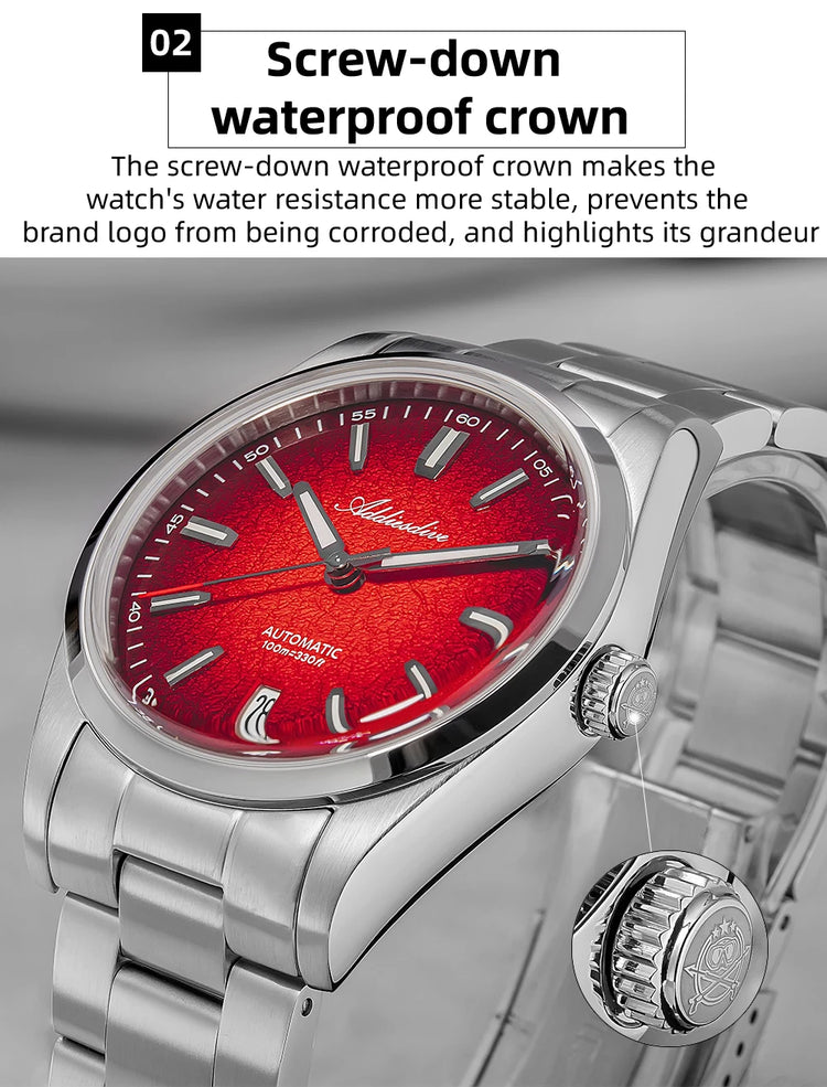 ADDIESDIVE New Men's Watches Mechanical 39mm Bubble Glass Stainless Steel Luminous Luxury Watch 100m Waterproof Automatic Watch