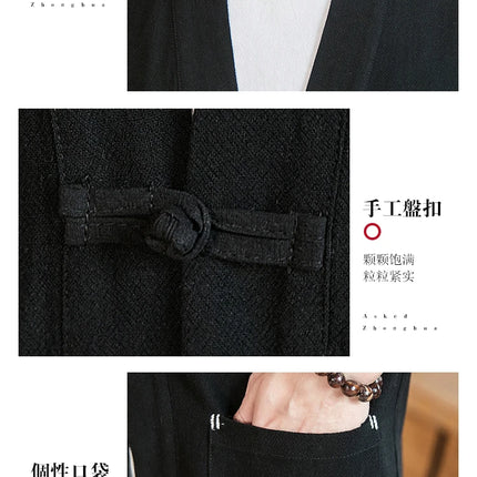 Kimono Camicia da uomo Samurai giapponese Cardigan tinta unita retrò Stile cinese Cotone Lino Yukata Haori Cappotto da uomo allentato Streetwear