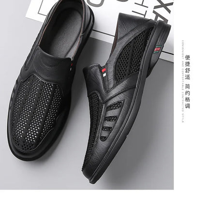 Scarpe basse formali estive maschili Scarpe casual traspiranti da uomo Scava fuori mocassini da uomo Mocassini fantastici Scarpe da esterno slip on fatte a mano