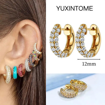White Color Zircon Hoop Earrings 925 Sterling Silver Needle Cross/Star/Flower/Water Drop Pendant Gold Earrings Luxury Jewelry PlatiNum