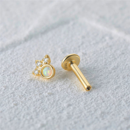 CANNER 1PC 925 Sterling Silver Exquisite Crown Opal Piercing Earring for Women Ear Studs Cartilage Earring Body Jewelry Gift PlatiNum