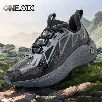 ONEMIX Scarpe casual da uomo autunno inverno Scarpe da trekking antiscivolo e resistenti all'usura con assorbimento degli urti morbido ed elastico PlatiNum