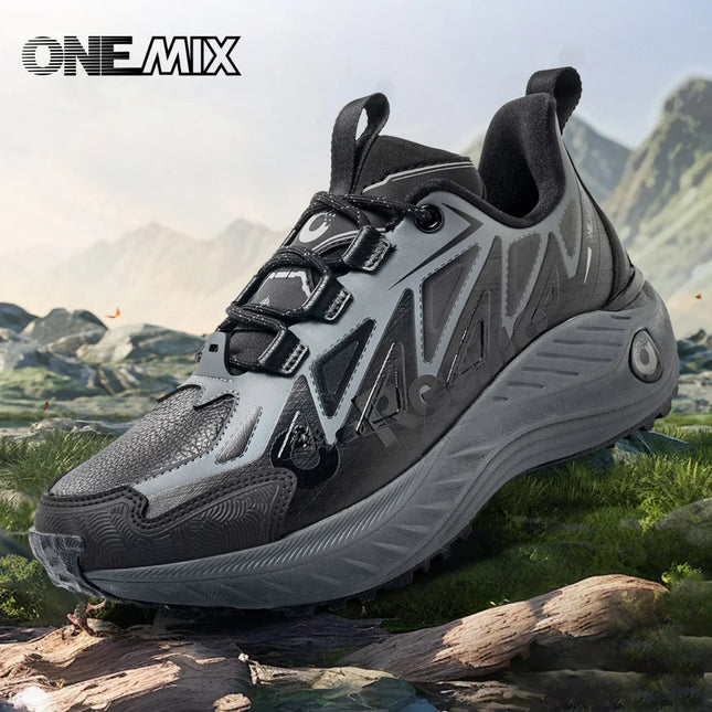 ONEMIX Scarpe casual da uomo autunno inverno Scarpe da trekking antiscivolo e resistenti all'usura con assorbimento degli urti morbido ed elastico PlatiNum