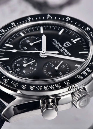PAGANI DESIGN 2026 Nuovo Orologio da Uomo Moon, Orologio al Quarzo di Lusso per Uomo, Cronografo con Vetro Zaffiro AR, Impermeabile, Movimento VK63, Cinturino in Nylon