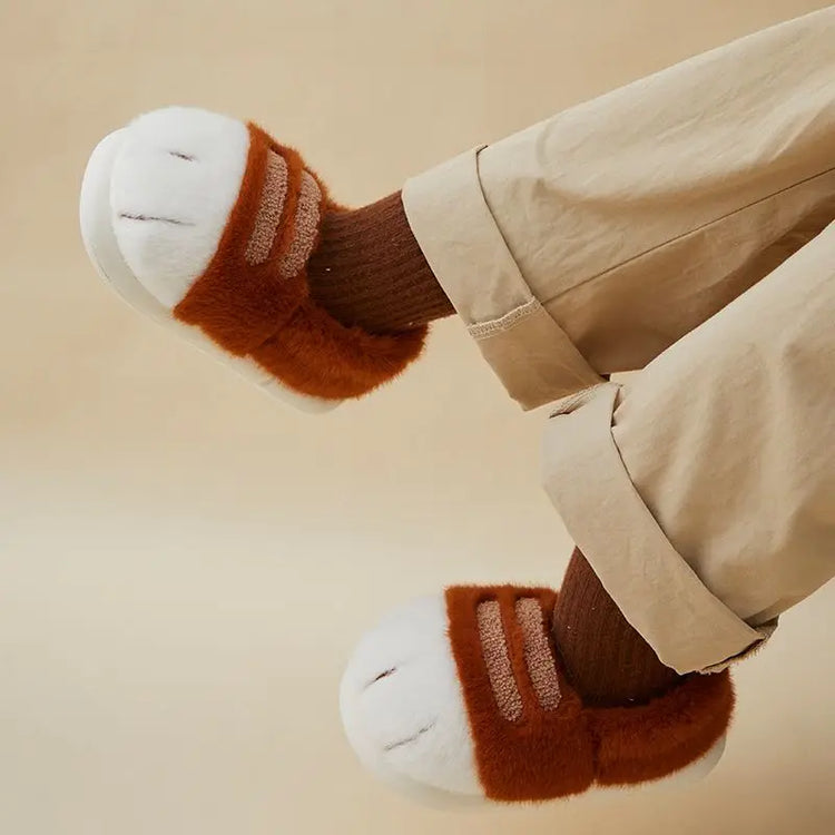 New Cute 3D Rabbit Furry Slippers Women Winter Warm Plush Closed Back House Shoes Non Slip Bunny Indoor Flip Flops Home Slipper