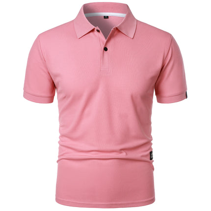 Men's Casual Short Sleeve Button-Up Lapel Solid Color T-Shirt