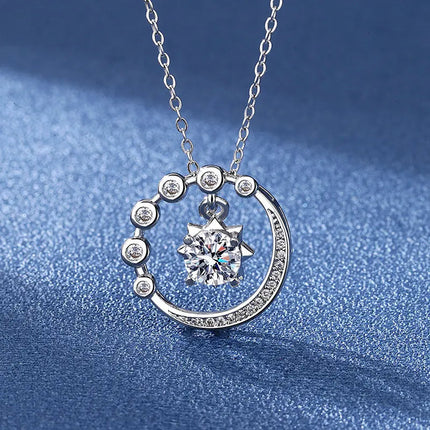 925 Sterling Silver Necklace For Women Round Pendent Sparkling Pave CZ Necklace Fashion Anniversary Birthday Jewelry Gifts N325 PlatiNum
