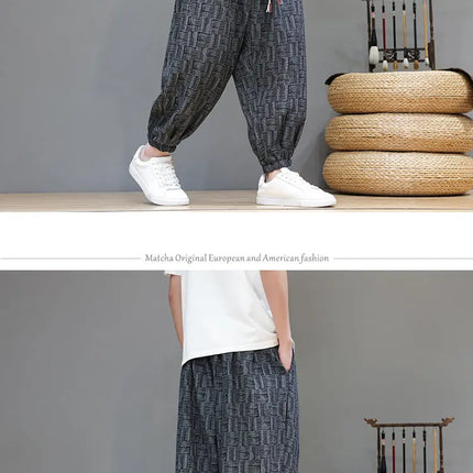Pantaloni a Gamba Larga Stile Cinese in Corduroy, Pantaloni Lantern da Uomo, Comodi e Traspiranti per Autunno e Inverno, Jogger Casual