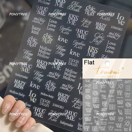 English Word Christmas Tree Calligraphy Font Reindeer Bell Gift Bowknot Starburst Adhesive Nail Charm Art Sticker Manicure Decal