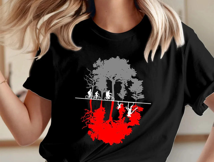 T-shirt thème "Friends" Upside Down World - T-shirt unisexe amusant 100 % coton imprimé à manches courtes pour femme à porter au quotidien