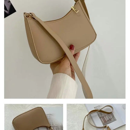 New Women's Fashion Handbags Retro Solid Color PU Leather Shoulder Underarm Bag Casual Women Hobos Handbags sac à main femme PlatiNum