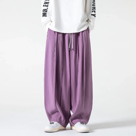 Pantaloni a Gamba Dritta da Uomo, Casual e alla Moda, con Vita Alta Elasticizzata, Stile Harajuku, Larghi, Streetwear, Taglie Fino a 5XL
