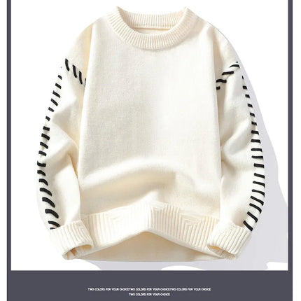Solid Color Trendy Loose Knit Sweater With Coarse Yarn Weaving Pattern For Autumn And Winter Men's Top And Street Pullover