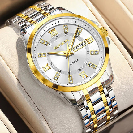 SUNKTA Orologio da Donna con Diamanti, Moda Creativa, Acciaio Impermeabile, Orologio al Quarzo Casual Luminoso con Bracciale platinumshop