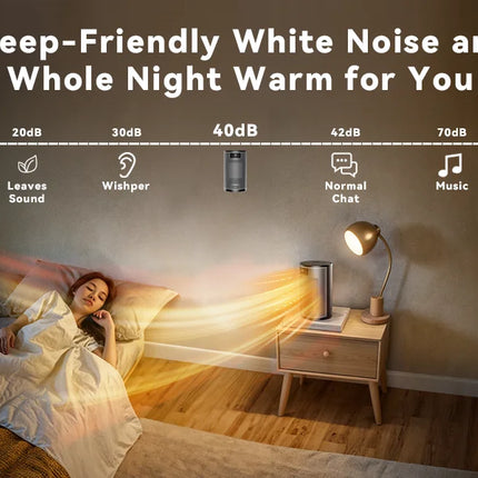 Portable Electric Heater 1500W PTC Ceramic Space Heater 10inch Instant Warmth Quiet Air Blower Fan V0-Grade Fireproof Materials Overheat Protection Tilting Protection Home Appliance for Bedroom Office Desk Indoor