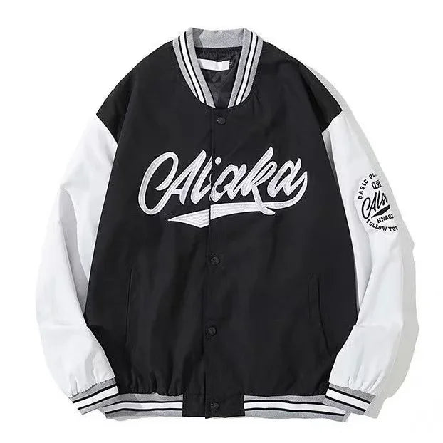 Street Popular Letter Flocking Embroidered Jacket And Coat Men 2023 New Y2K Harajuku Hip Hop Spliced Motorcycle Baseball Uniform