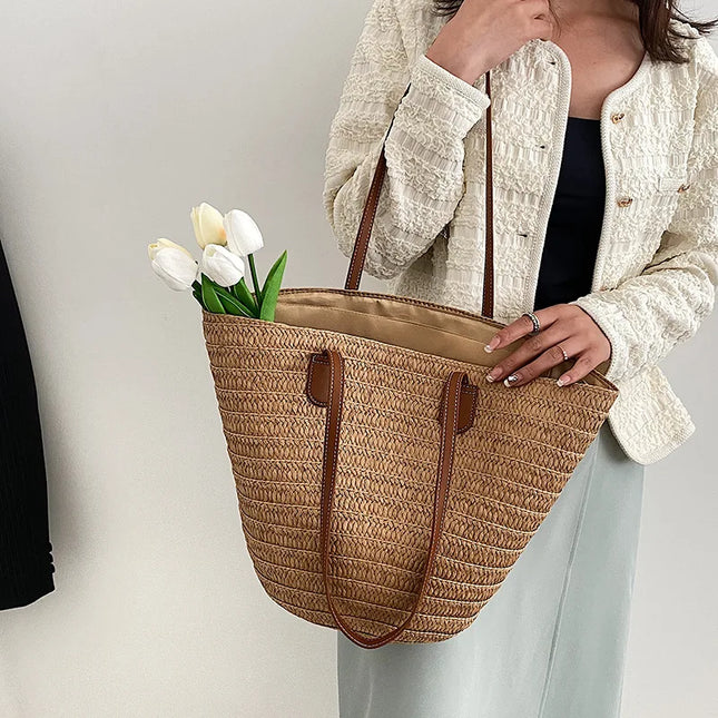 Women's Large Capacity Crossbody Bag Summer Woven Straw Bag Fashion Female Luxury Designer Beach Bag Bali Shopper Bag