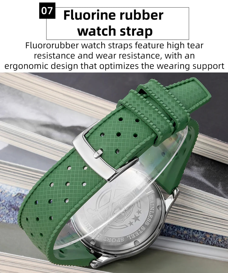 ADDIESDIVE New Men Watch 38mm VK64 Chronograph Fluororubber Luxury Domed Glass BGW9 Luminous 100m Waterproof Quartz Wristwatch