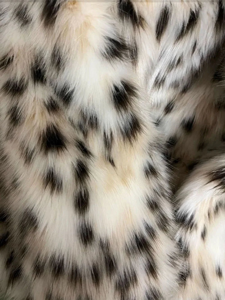 ZADORIN Luxury Belted Long Leopard Faux Fur Coat Woman Y2k Clothes Fashion Lapel Thick Warm Fluffy Jacket Fur Coats Outerwears