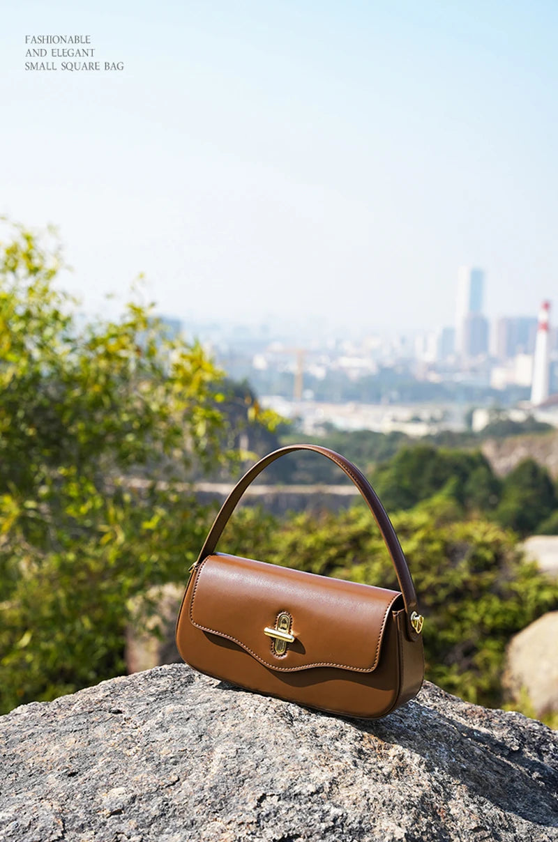 2025 New Genuine Leather Women's Bag Luxury Stick Bag Senior Designer Shoulder Bag Fashion Handbag Commuter