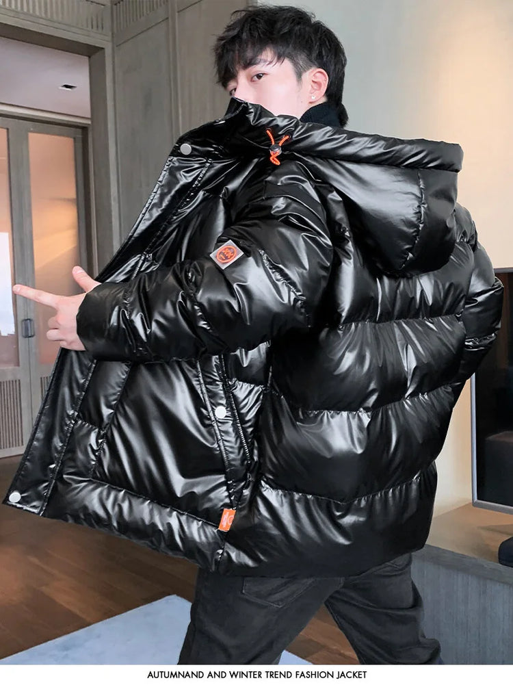 Autumn Winter Men's Cotton-padded Clothes Casual Winter Jacket Men's Thickened Thermal Glossy Jackets Large-size Men's Parkas