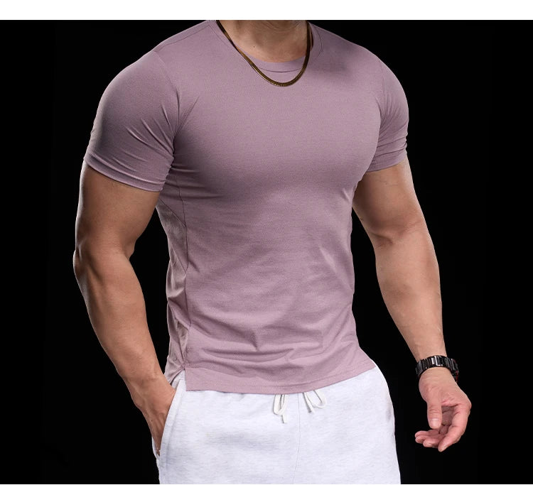 Abbigliamento da allenamento fitness da palestra da uomo T-shirt sportiva attillata a maniche corte