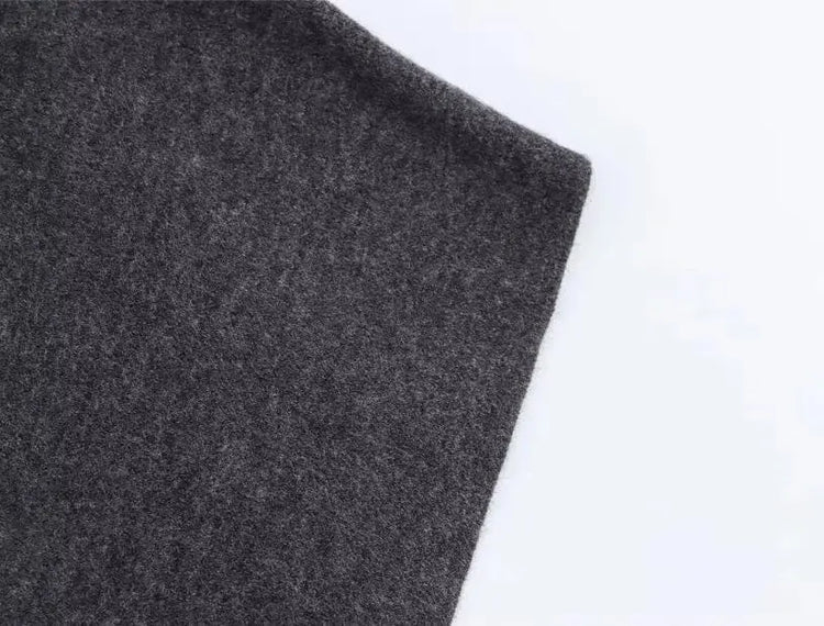 HH Women's New Fashion Versatile Solid Stand Collar Knitted Cape Coat Female Casual High Street Asymmetric 3-Colors Jacket Mujer