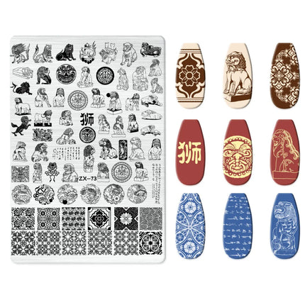 Flowers Love Nail Stamping Newspaper Splice Theme Irregular Stamping Plates Letter Nail Art Printing Stencil Tool Big Size Tools