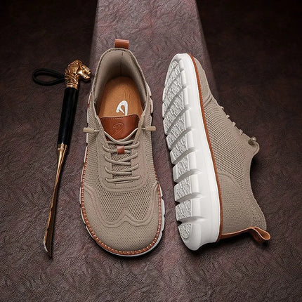 Scarpe casual estive da uomo a punta larga, taglie grandi, con suola morbida e funzione antiscivolo, traspiranti in tessuto Fly-Weave