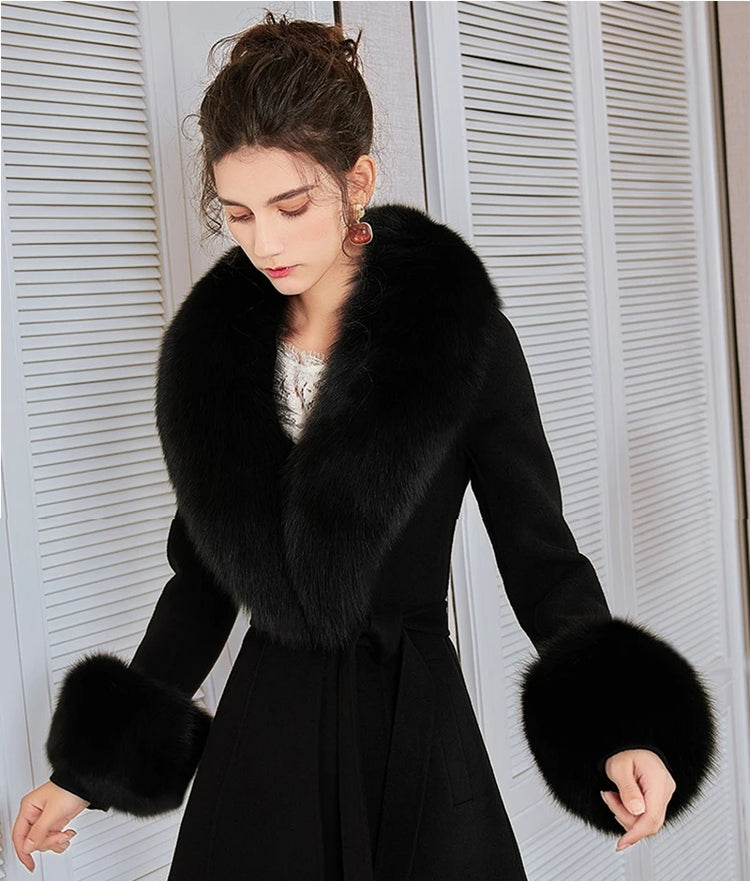 Luxury 2025 Real Fox Fur Collar And Cuffs Set for Women Winter Neck Warmer Fashion Scarf ShawlS Wrap Combo Large Size Furry Fur