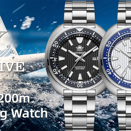 ADDIESDIVE New 200M Waterproof Quartz Watch Sapphire Crystal BGW9 Luminous Ceramic Bezel Stainless Steel Diving Watch AD2507