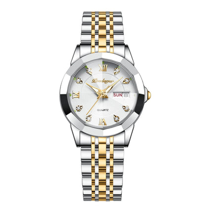 POEDAGAR orologi da donna di marca di lusso impermeabile luminoso data settimana orologio al quarzo per donna orologio da donna di moda in acciaio inossidabile platinumshop