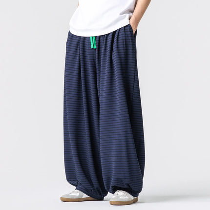 Pantaloni con elastico in vita da uomo Pantaloni a gamba larga con strisce marroni da uomo Pantaloni jogger oversize comodi e traspiranti Streetwear Plus Size5XL