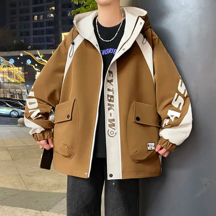 Fashion 2026 Spring Autumn Men's Casual Hooded Jackets Youth High Quality Streetwear Loose Coat Outdoor Windbreaker Top Clothing