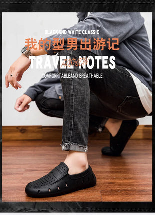Mocassini Comodi da Uomo in Pelle, Scarpe Antiscivolo da Guida, Sandali Estivi, Zoccoli Casual con Punta Tonda, Scarpe da Lavoro Slip-on