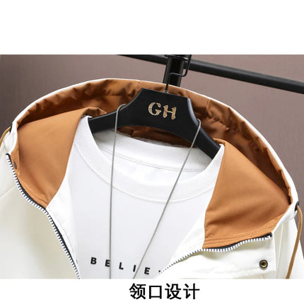 Fashion Men's Hooded Jackets 2026 Spring Autumn Youth High Streetwear Loose Casual Coat Outdoor Zipper Windbreaker Tops Clothing