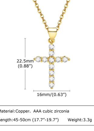 Danity Cubic Zirconia Cross Pendant Necklace for Women, Stainles Steel Chain Adjustable PlatiNum