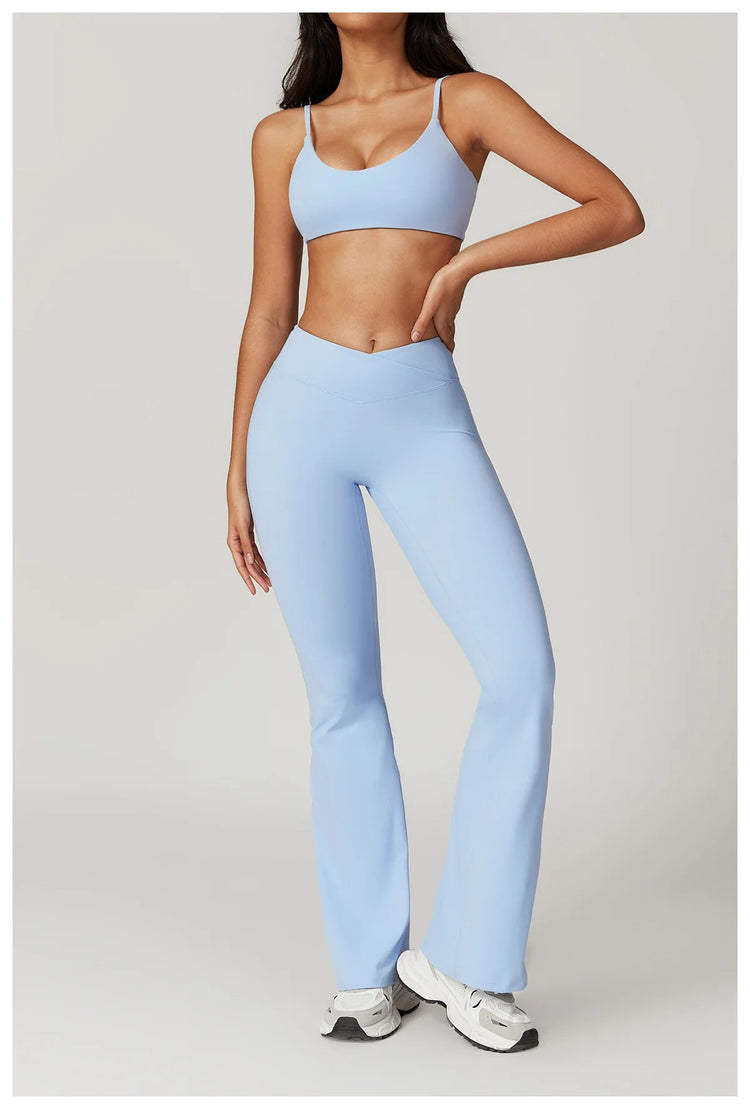 Flare Leggings Yoga Pants Women Bell-bottoms Yoga Tights High Waist Fitness Pants Stretch Gym Workout Sports Push Up Leggings PlatiNum