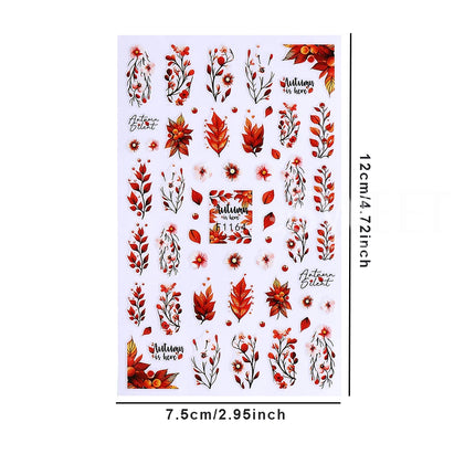 10pcs/set 3D Autumn Pumpkin Nail Stickers Maple Leaf Flower Self-Adhesive Nail Decal Slider Thanksgiving DIY Manicure Decoration
