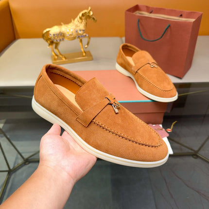 Mocassini da uomo in pelle scamosciata, mocassini classici slip-on con fibbia in metallo, suola morbida antiscivolo, calzature casual leggere per camminare, comode scarpe casual da lavoro per l'ufficio, la guida e l'uso quoti
