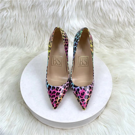Moda Leopard Print 8cm 10cm 12cm Décolleté Donna Punta a punta Stiletto Sexy Celebrity Night Club Party Scarpe col tacco alto di grandi dimensioni platinumshop