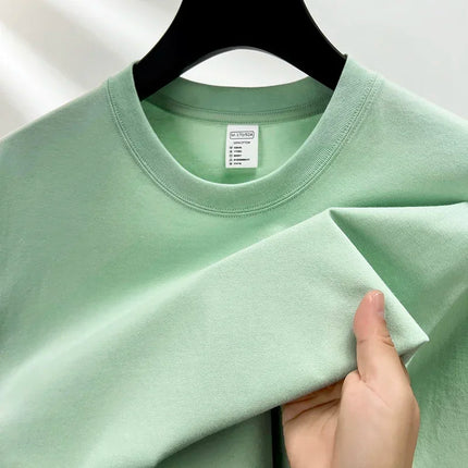 Men's Summer 100% Pure Cotton Short Sleeve Crew Neck Fashion Style Half Sleeve Breathable Top T-shirt Short Sleeve