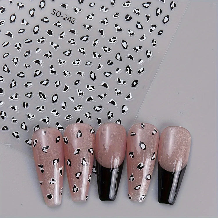 3Pcs Leopard Print Nail Stickers Easy DIY Manicure Decals Party Wedding Nail Art Decorations
