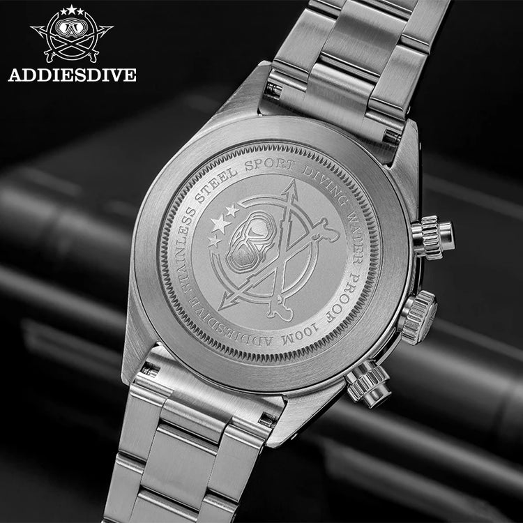 ADDIESDIVE AD2559 Men's Vintage Racing Watch Luxury Quartz Chronograph VK64 Ceramic Bezel K1 Mineral Crystal 100M Waterproof