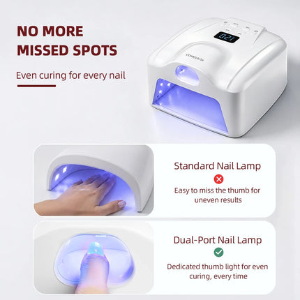 2 IN 1 UV LED Nail Dryer Auto Sensor 78 LEDs Dual Port Fast Curing Nail Light for Single Finger Toe Full Hand Manicure Pedicure